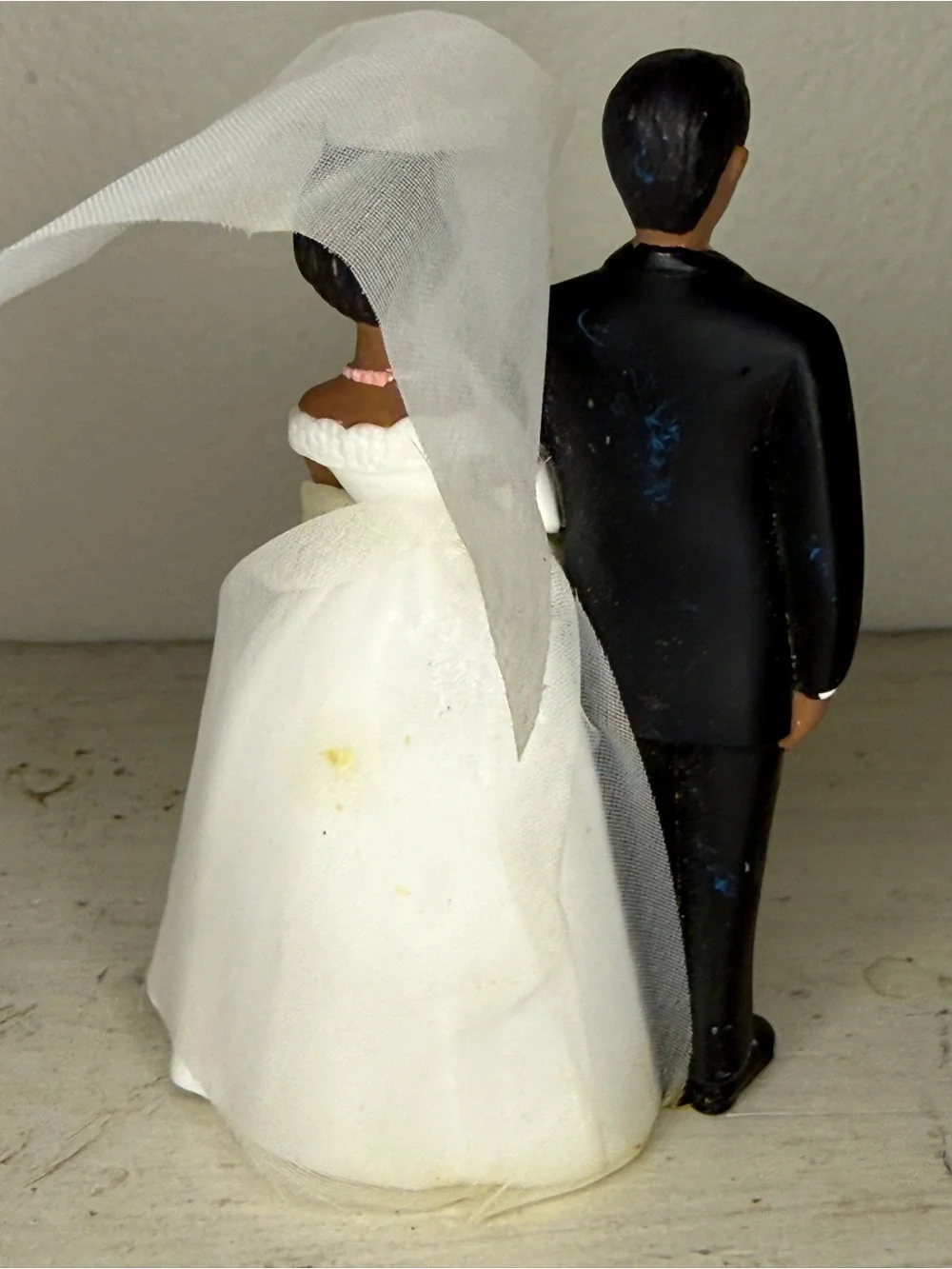Wilton Bride and Groom Wedding Cake Topper African American Tulle Veil, Flower